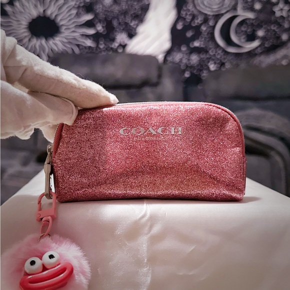 Coach Glittery Pink Coin Pouch make up pouch - Picture 12 of 15